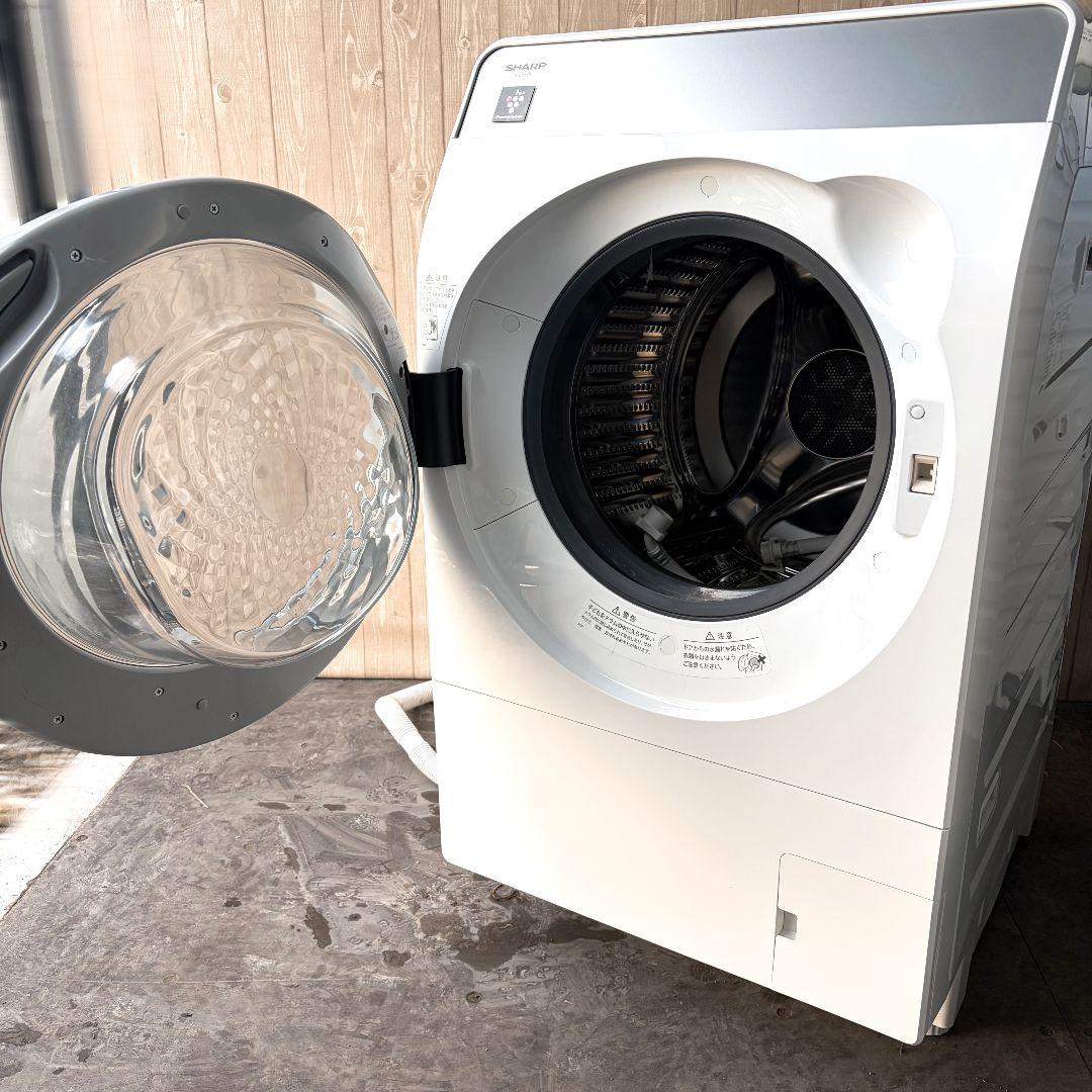 配送設置無料！超美品オシャレスタイリッシュドラム式洗濯機！純正SHARP完動品！