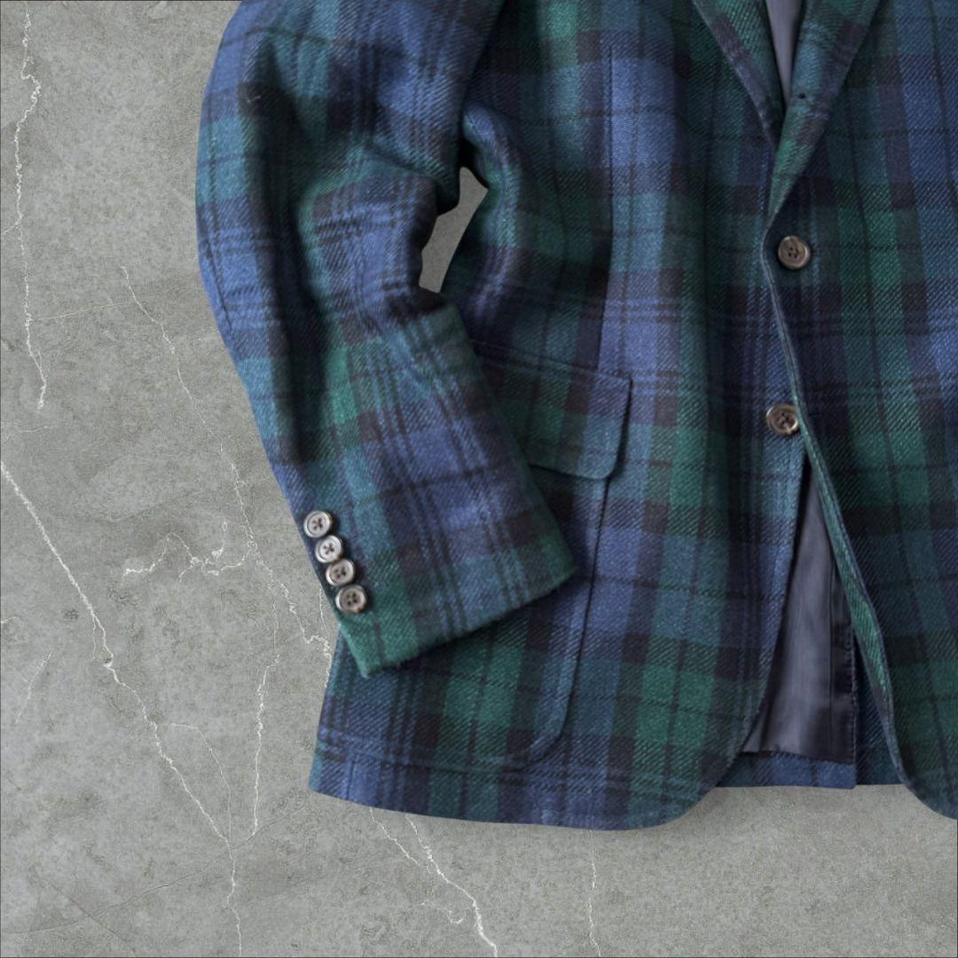 未使用に近い 現行 QR ラルフローレン ブラックウォッチ 麻 ジャケット