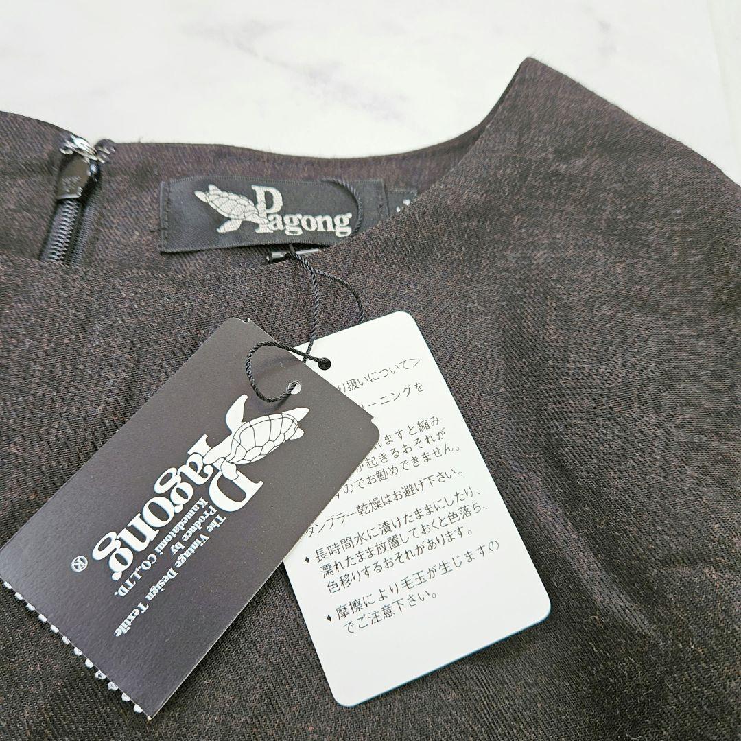 【新品タグ付】Pagong パゴン　尾形光琳 ビエラワンピース長袖　燕子花/黒紅