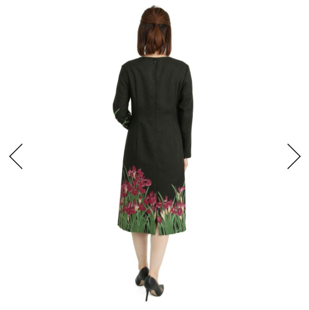 【新品タグ付】Pagong パゴン　尾形光琳 ビエラワンピース長袖　燕子花/黒紅