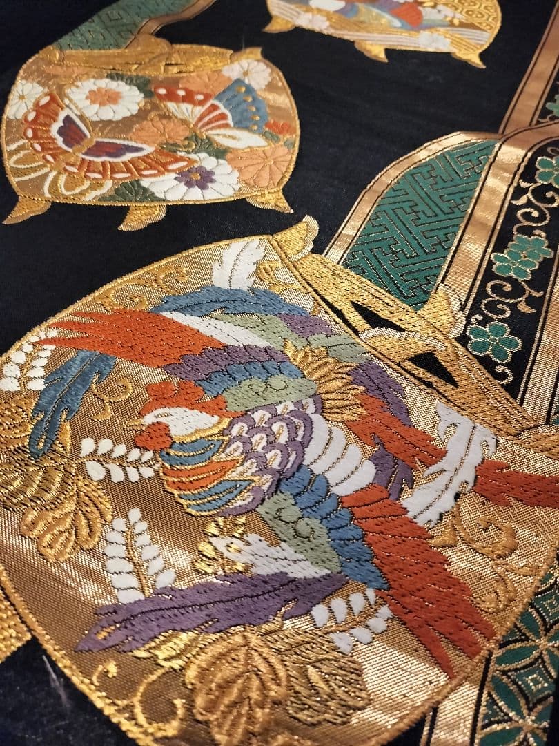 A645★逸品‼️豪華刺繍‼️ひな祭り‼️袋帯正絹テーブルランナー2m20cm