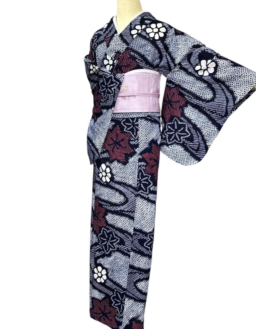 A98夏着物　洗える　有松鳴海絞り 高級浴衣 花 綿　祭り　花火会
