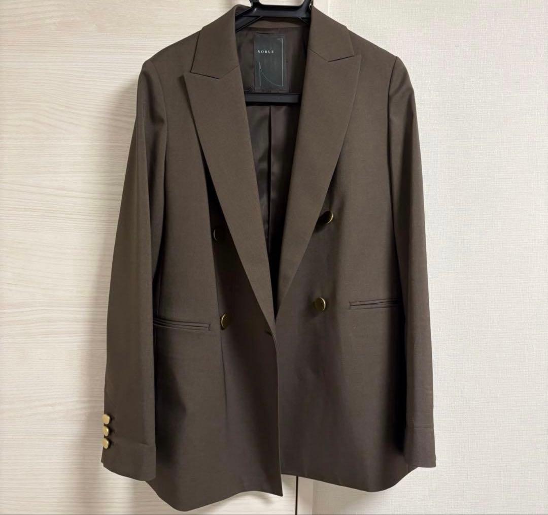 NOBLE 2025年エステルツイルピークドラペルジャケット 36ブラウン