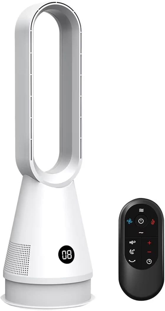 羽なし扇風機 冷暖兼用省エネ リモコン付き 左右首振り タイマー お手入れ簡単