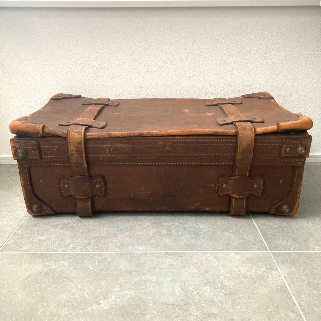 超特大 ヴィンテージ レザートランクケース トランクバッグ 73cm×41cm⑥