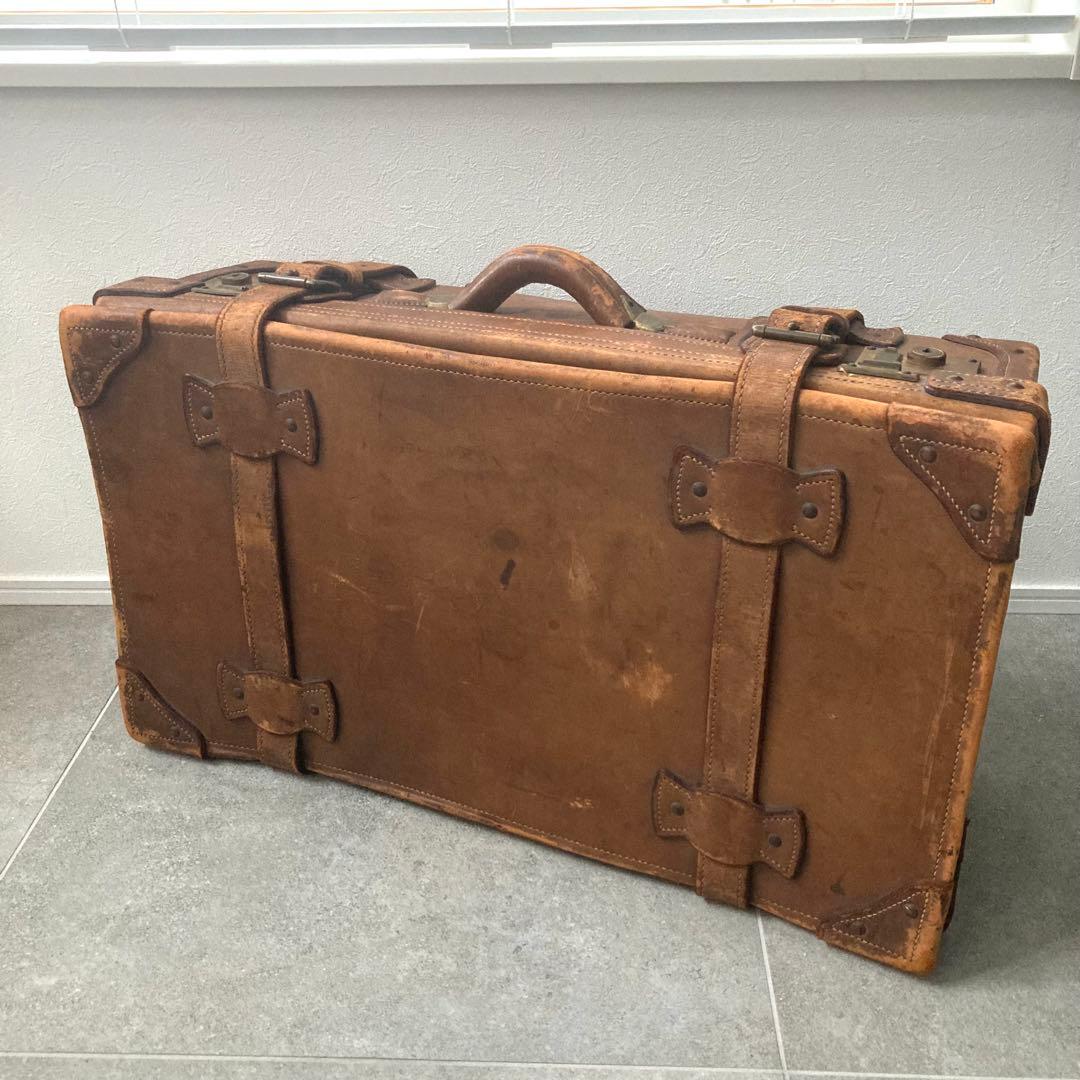 超特大 ヴィンテージ レザートランクケース トランクバッグ 73cm×41cm⑥