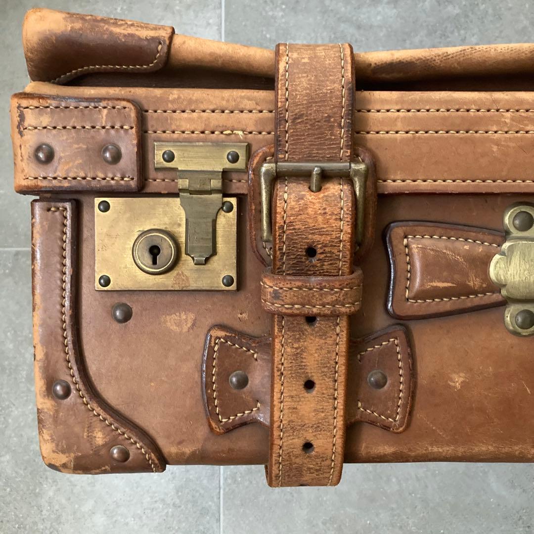 超特大 ヴィンテージ レザートランクケース トランクバッグ 73cm×41cm⑥