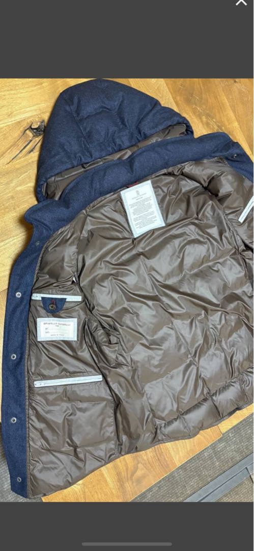 【ほぼ未使用】ブルネロクチネリ 高級ウールダウンベスト フード脱着可 サイズM