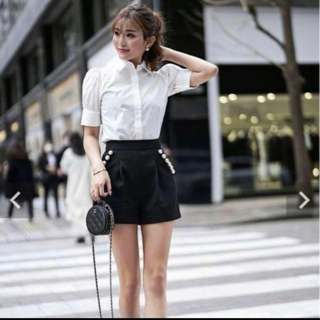 sheller シェリエ パール付 ショートパンツ 黒 ブラック Sサイズ