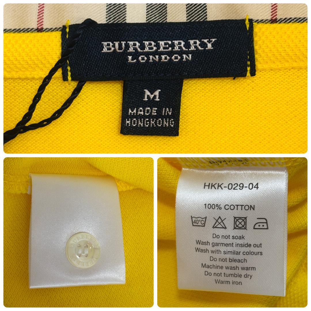 【新品】BURBERRY LONDON ポロシャツ ノバチェック 鹿子 M 黄色