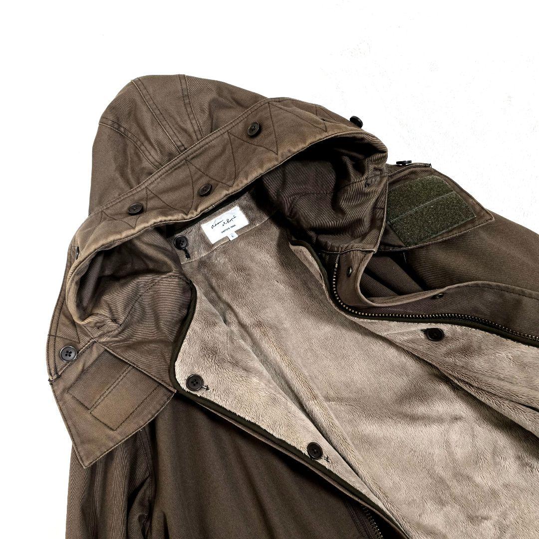 アダムエロペ モッズコート フード ボアライナー付 ロングコート ブラウン L