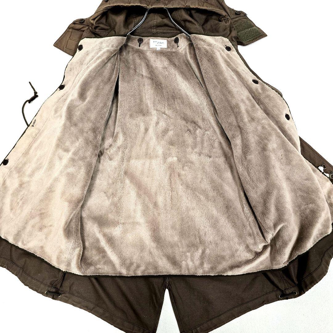 アダムエロペ モッズコート フード ボアライナー付 ロングコート ブラウン L