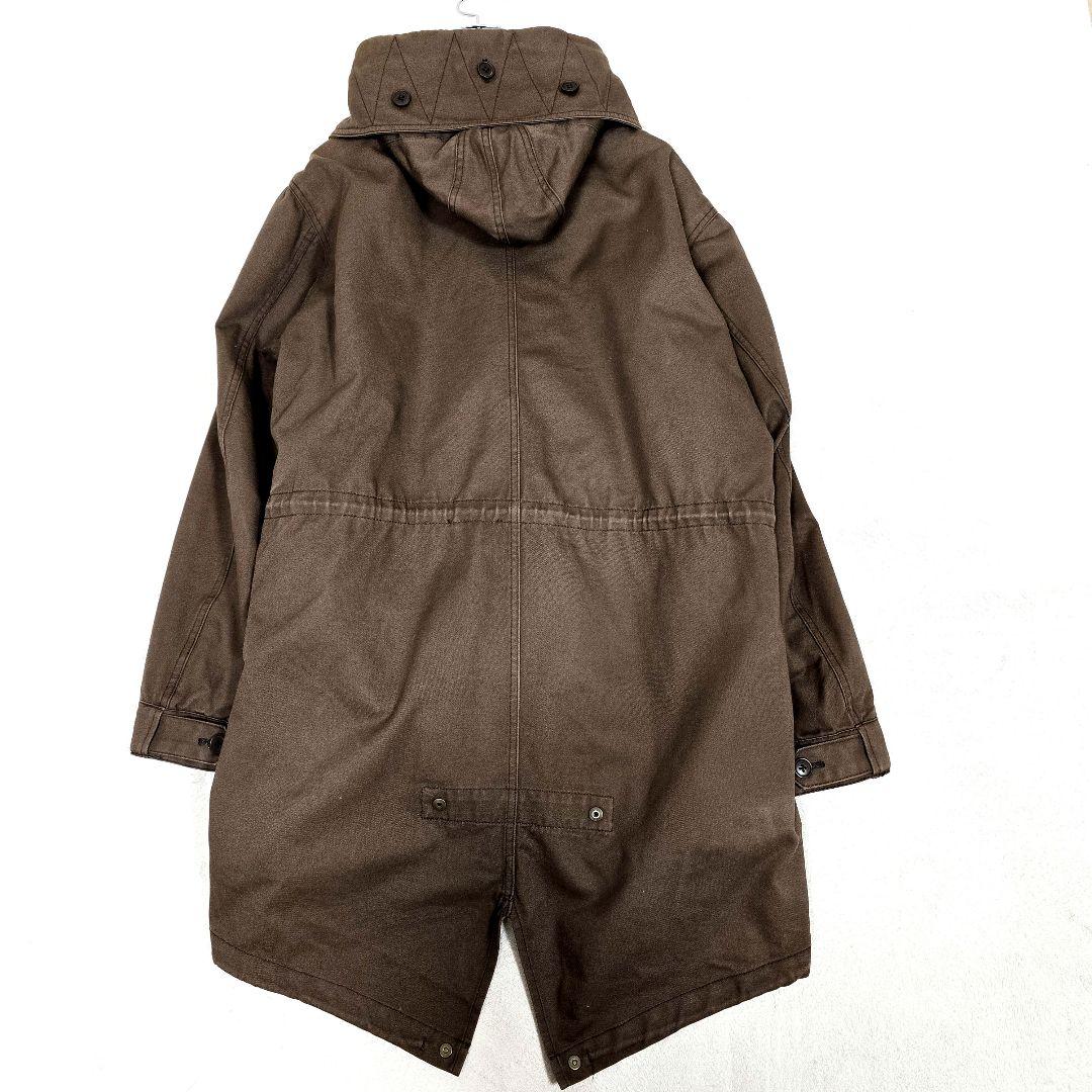 アダムエロペ モッズコート フード ボアライナー付 ロングコート ブラウン L