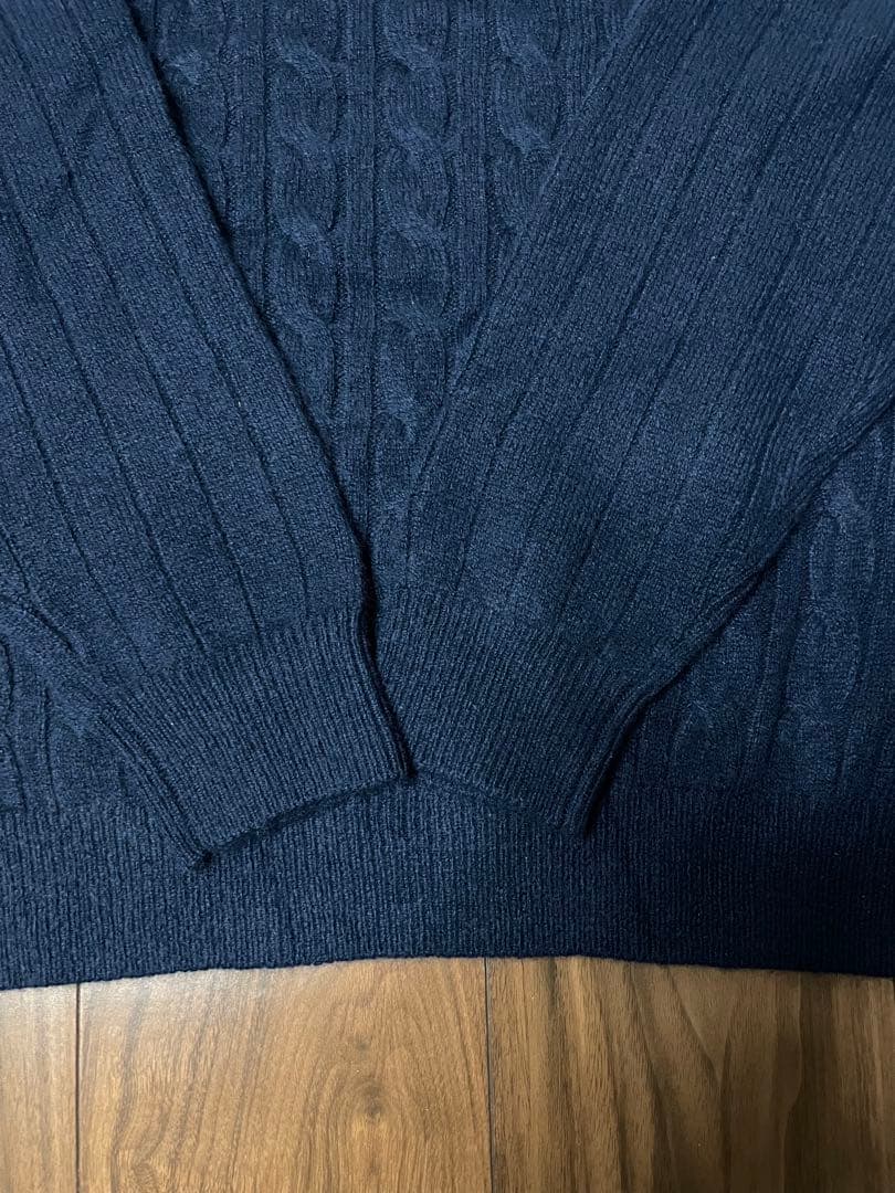 ［美品］クロコダイル　カシミヤケーブルニット Lサイズ ネイビー