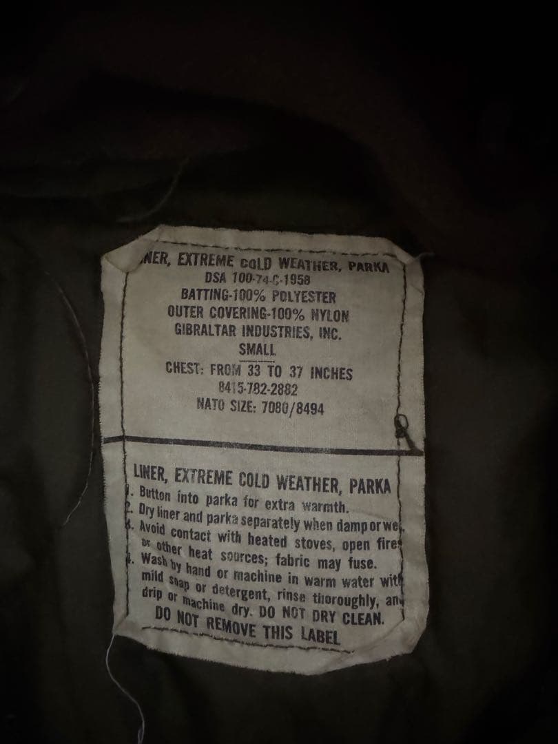 希少S size 完品 US ARMY M65 Fishtail Parka