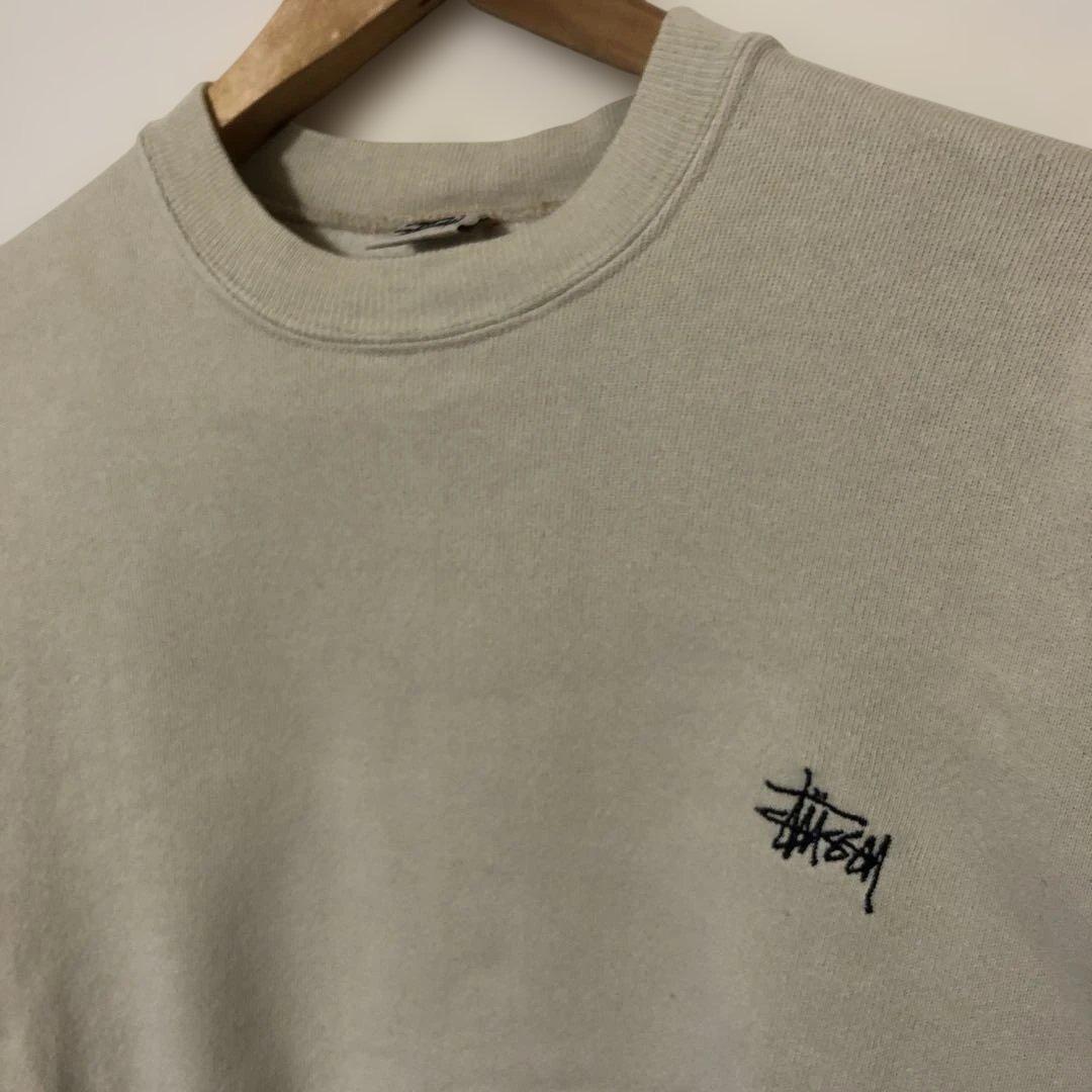 80〜90s old stussy アイボリー クルーネック トレーナー M