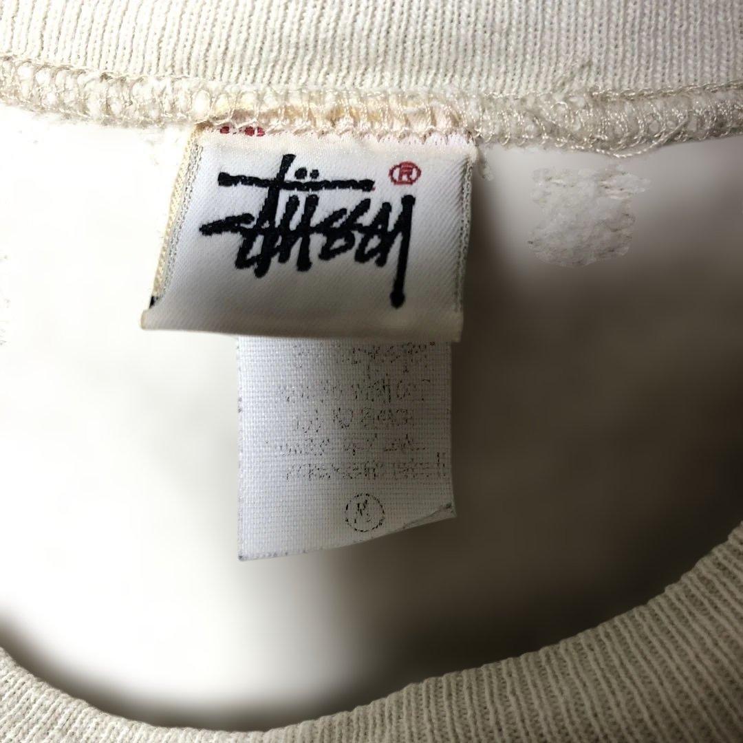 80〜90s old stussy アイボリー クルーネック トレーナー M
