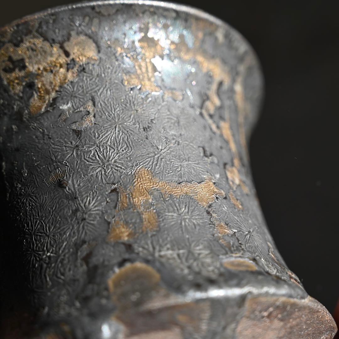 【連休最終価格】姫野翔太 作家鉢 銀彩菊模様 Cylinder