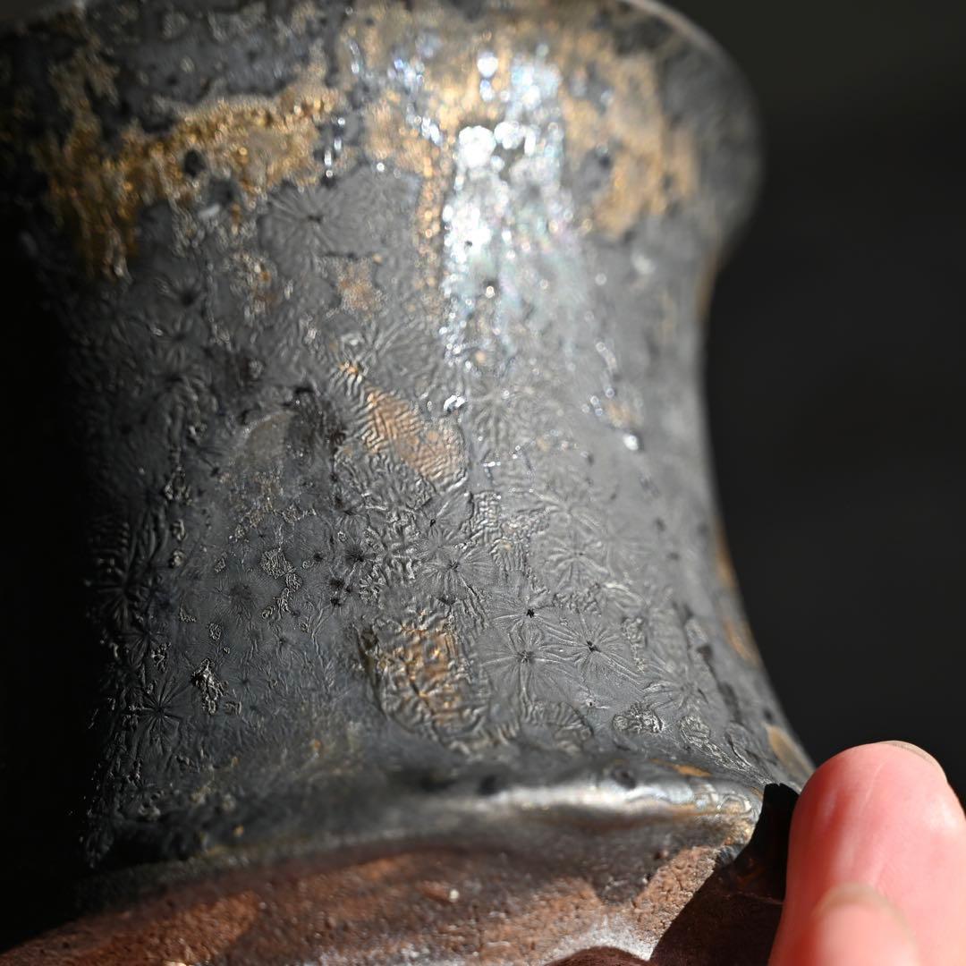 【連休最終価格】姫野翔太 作家鉢 銀彩菊模様 Cylinder