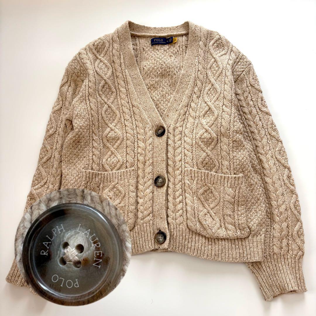 【カシミヤ混】ポロラルフローレン　ケーブルニットカーディガン　QR 定価7万