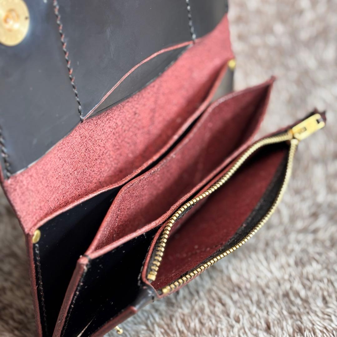 ◎個性派.トラッカーウォレット3層.顔料赤芯.スナップロック.アメカジ◎