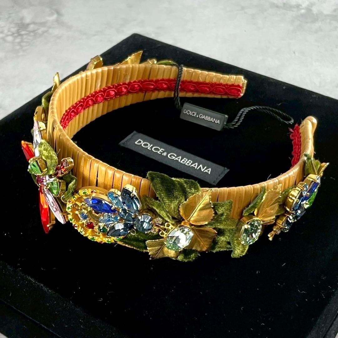 希少★ドルチェ＆ガッバーナ バンブー カチューシャ ビジュークリスタル フラワー