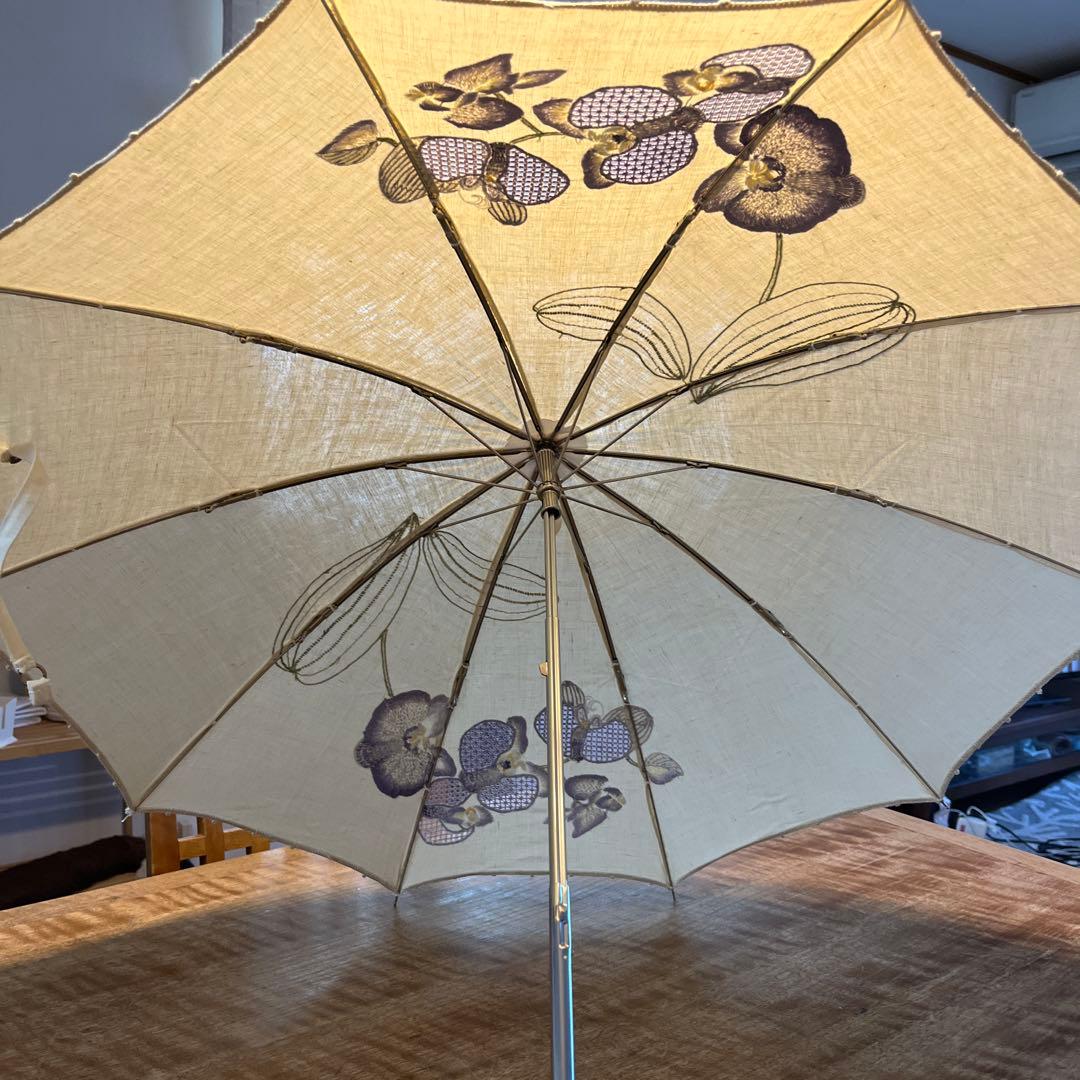戸塚刺繍作品　紫の花 折りたたみ日傘