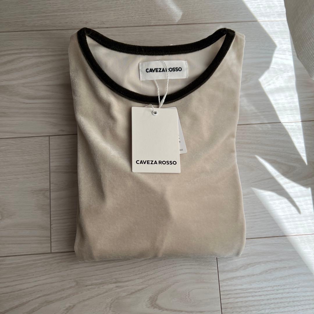 バイカラーベロアロンT/BEIGE