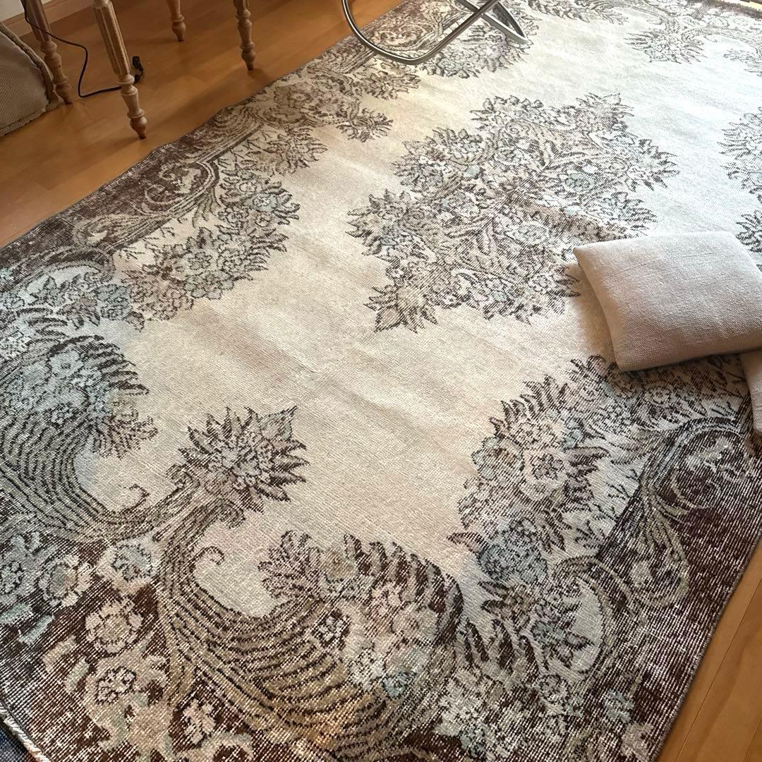 貴重超大判161.5×281ボタニカルメダリオン　トルコヴィンテージラグ