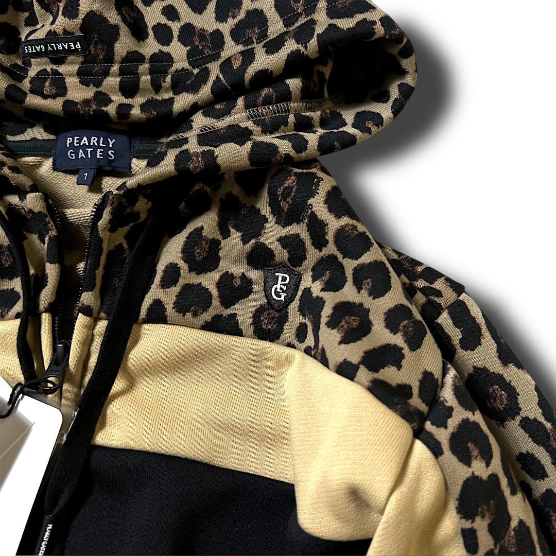定価34,100円 新品 パーリーゲイツ 無地×レオパード スウェット パーカー