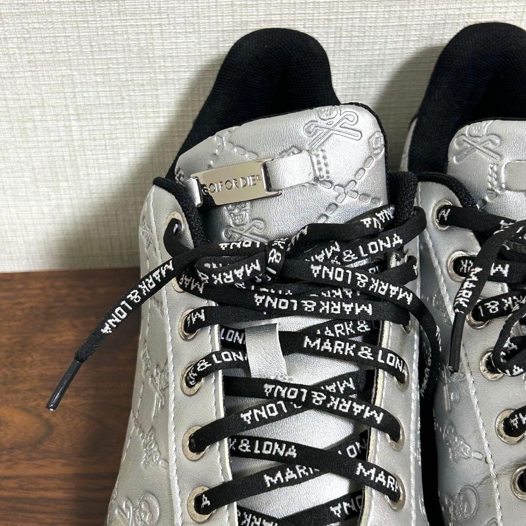 美品 ゴルフシューズ マークアンドロナ MARK&RONA シルバー スカル