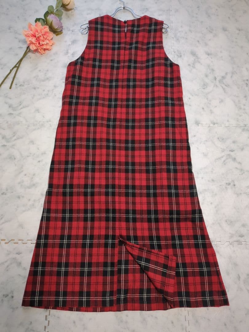 【美品】BEAMS BOY　ポリエステル チェック ノースリーブ ワンピ