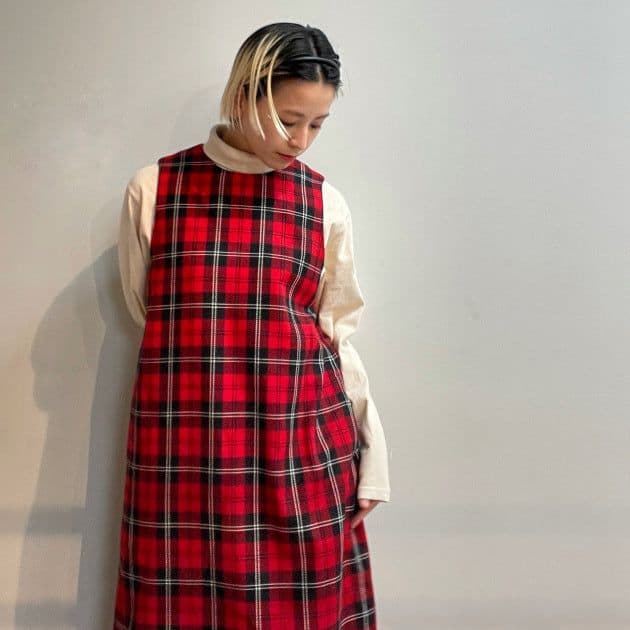 【美品】BEAMS BOY　ポリエステル チェック ノースリーブ ワンピ