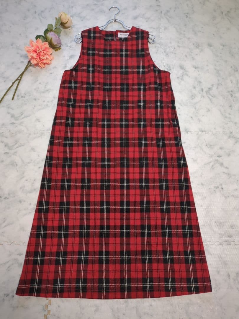 【美品】BEAMS BOY　ポリエステル チェック ノースリーブ ワンピ