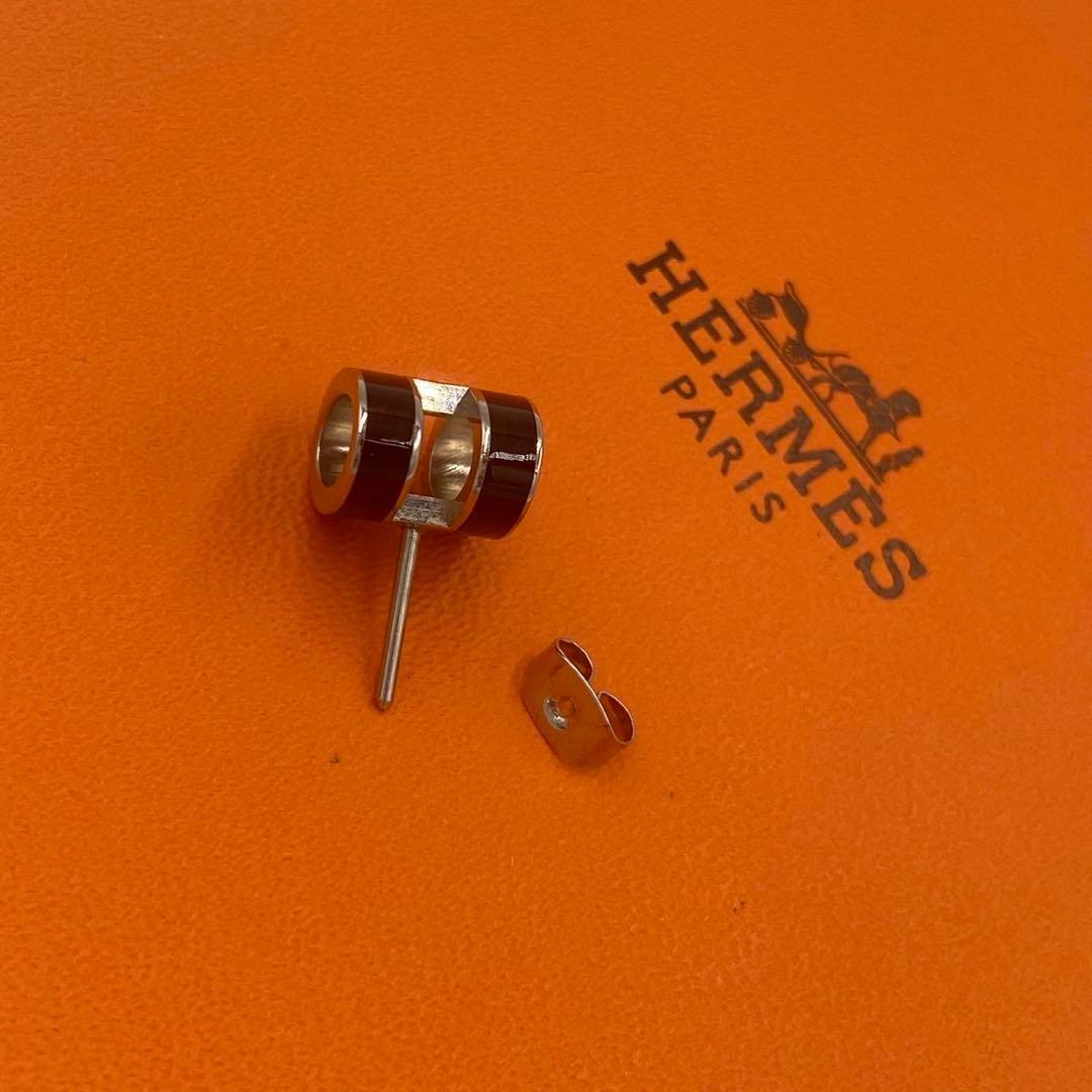 ！美品！　HERMES エルメス　ピアス　ブラック　シルバー　90