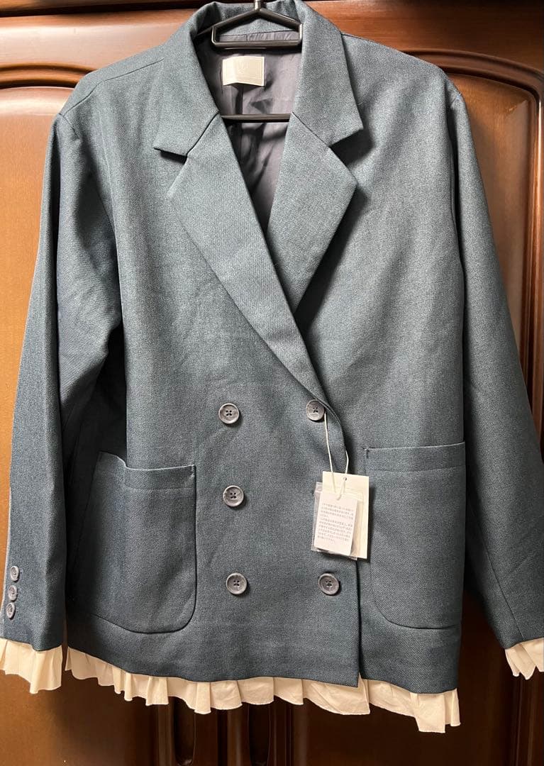 loin nuit ロワンニュイ フリルレイヤードデザインジャケット ネイビー