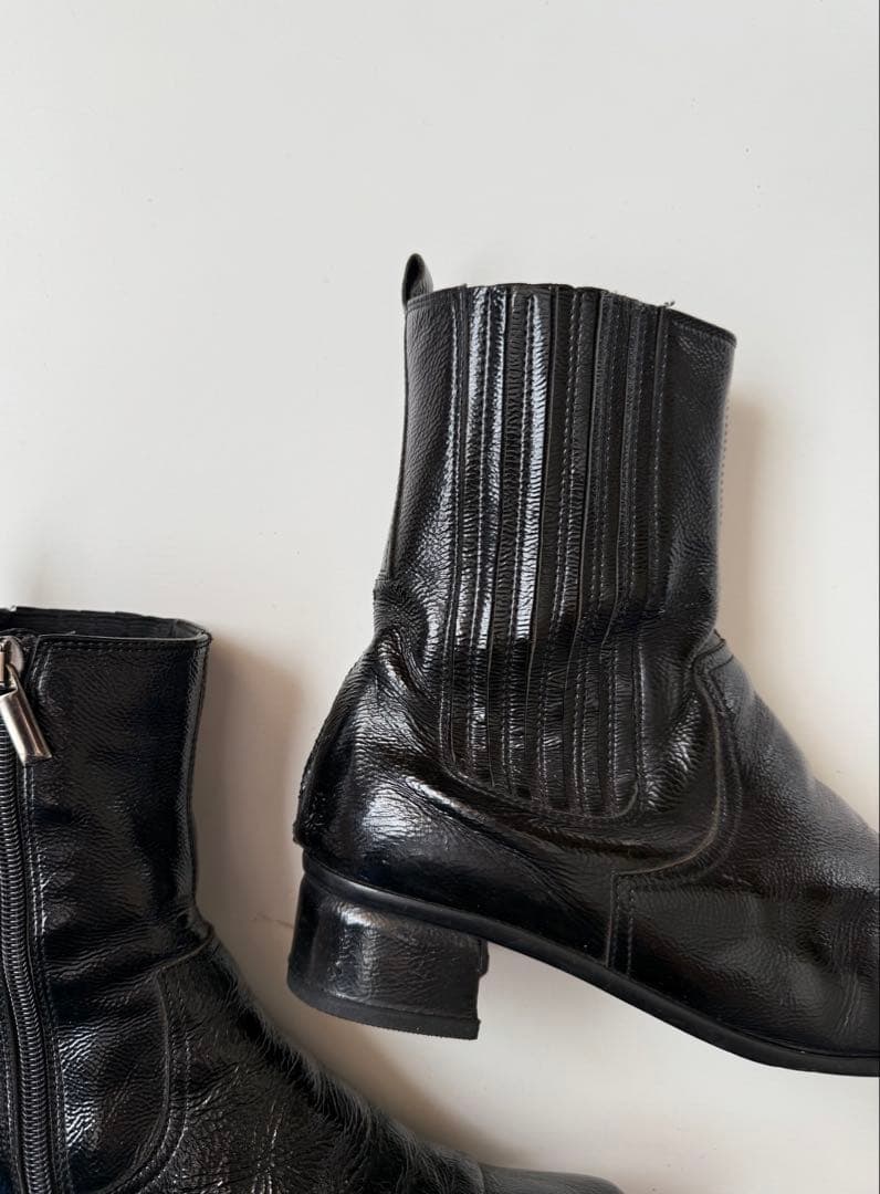 90s スクエアトゥ エナメル ウエスタンブーツ ブラック hooked