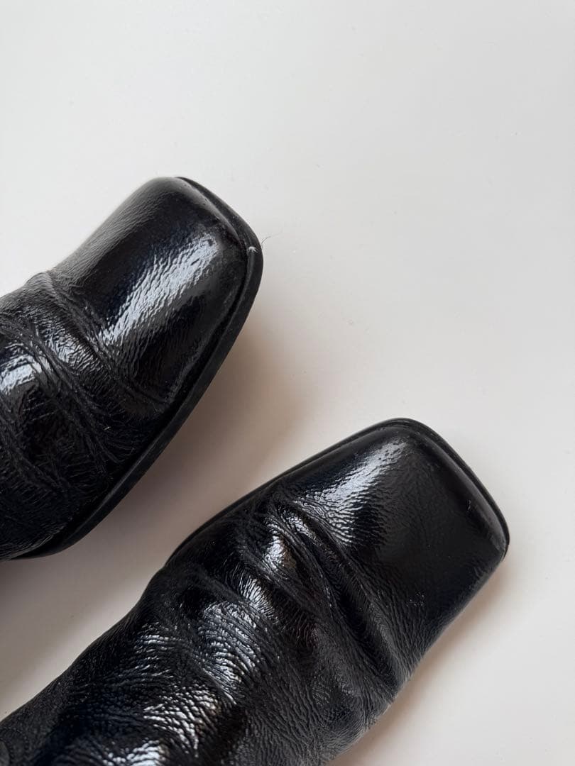 90s スクエアトゥ エナメル ウエスタンブーツ ブラック hooked