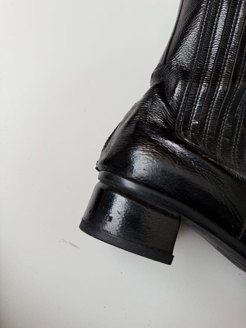 90s スクエアトゥ エナメル ウエスタンブーツ ブラック hooked