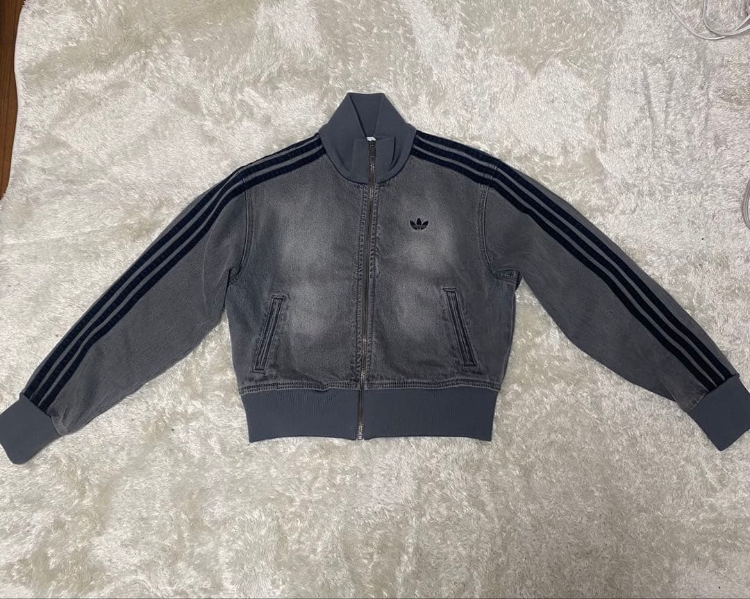 adidas デニム トラックジャケット グレー