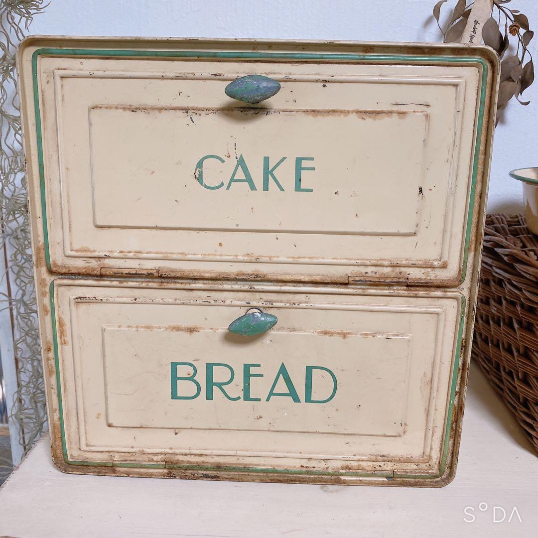 イギリスアンティーク ブレッド缶 ケーキ缶 2段 英字ロゴ入り アンティーク