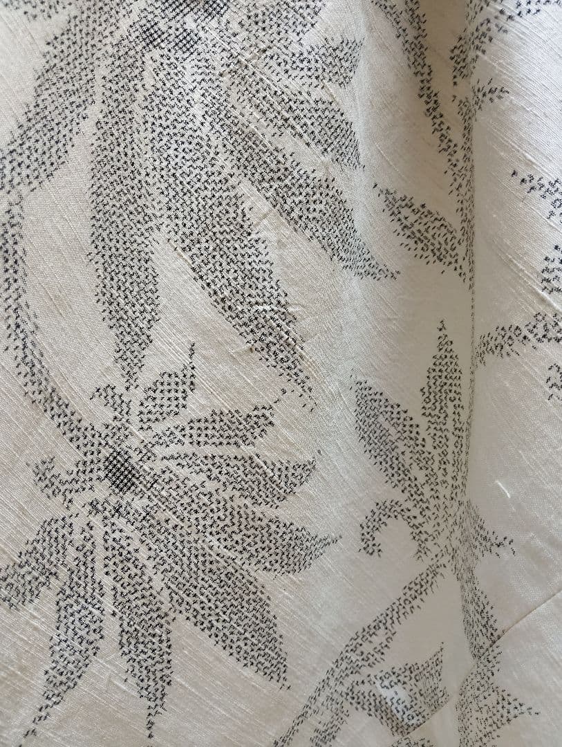 着物リメイク☆紬フレアーワンピース☆正絹ストールリボン2本付き☆