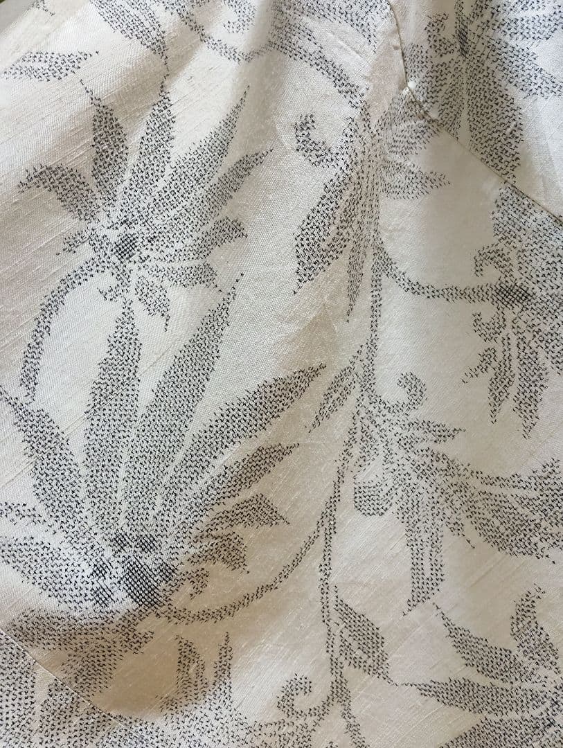 着物リメイク☆紬フレアーワンピース☆正絹ストールリボン2本付き☆