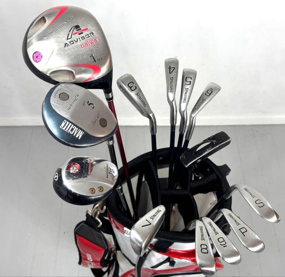 ゴルフクラブ　セット 赤/白 キャディバッグ付き