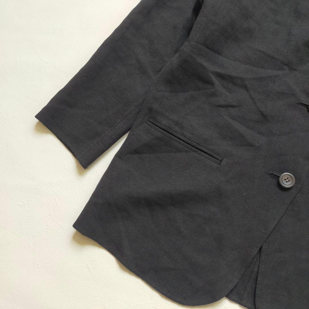 イッセイミヤケ　ノーカラージャケット　ブラック　ウール　リネン　日本製