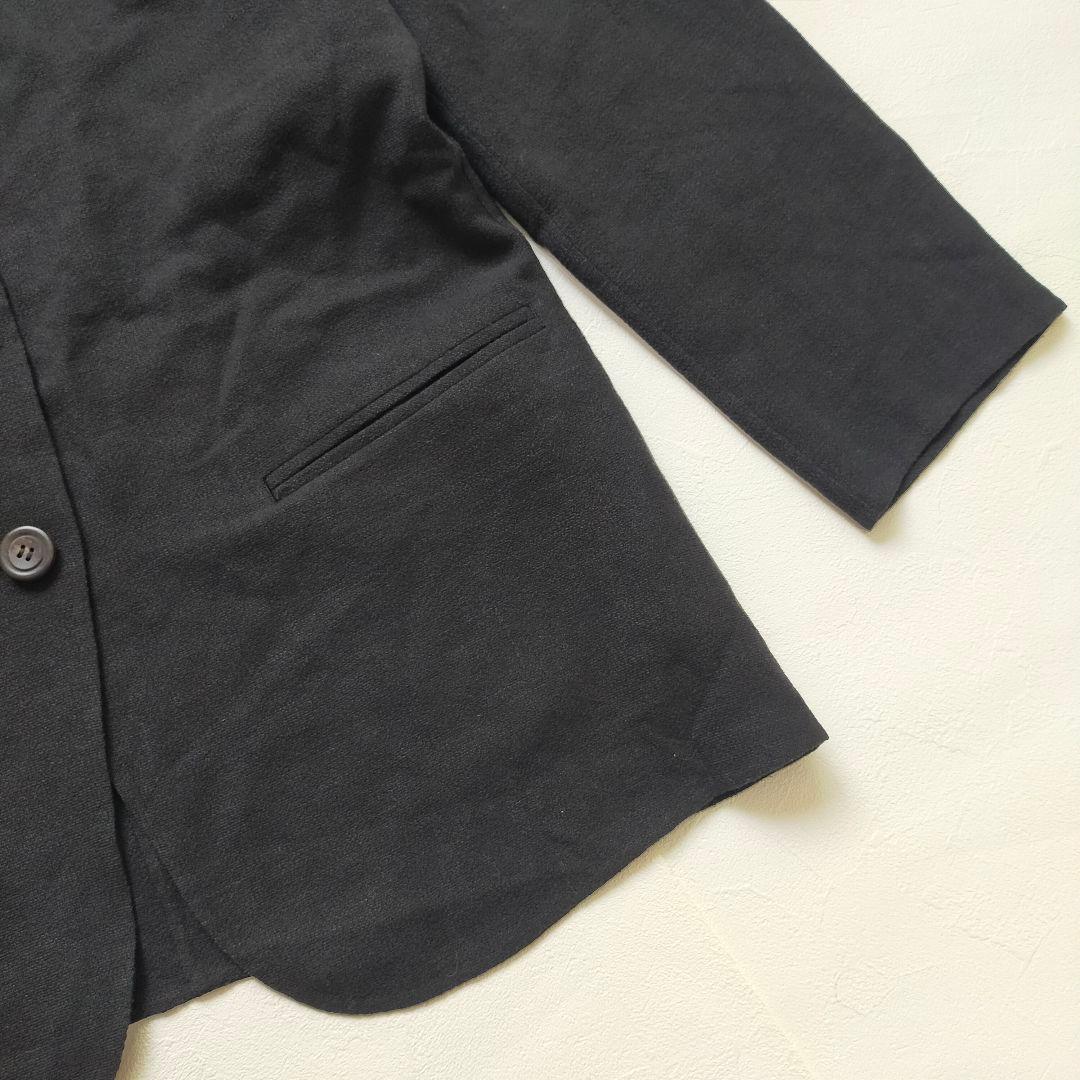 イッセイミヤケ　ノーカラージャケット　ブラック　ウール　リネン　日本製