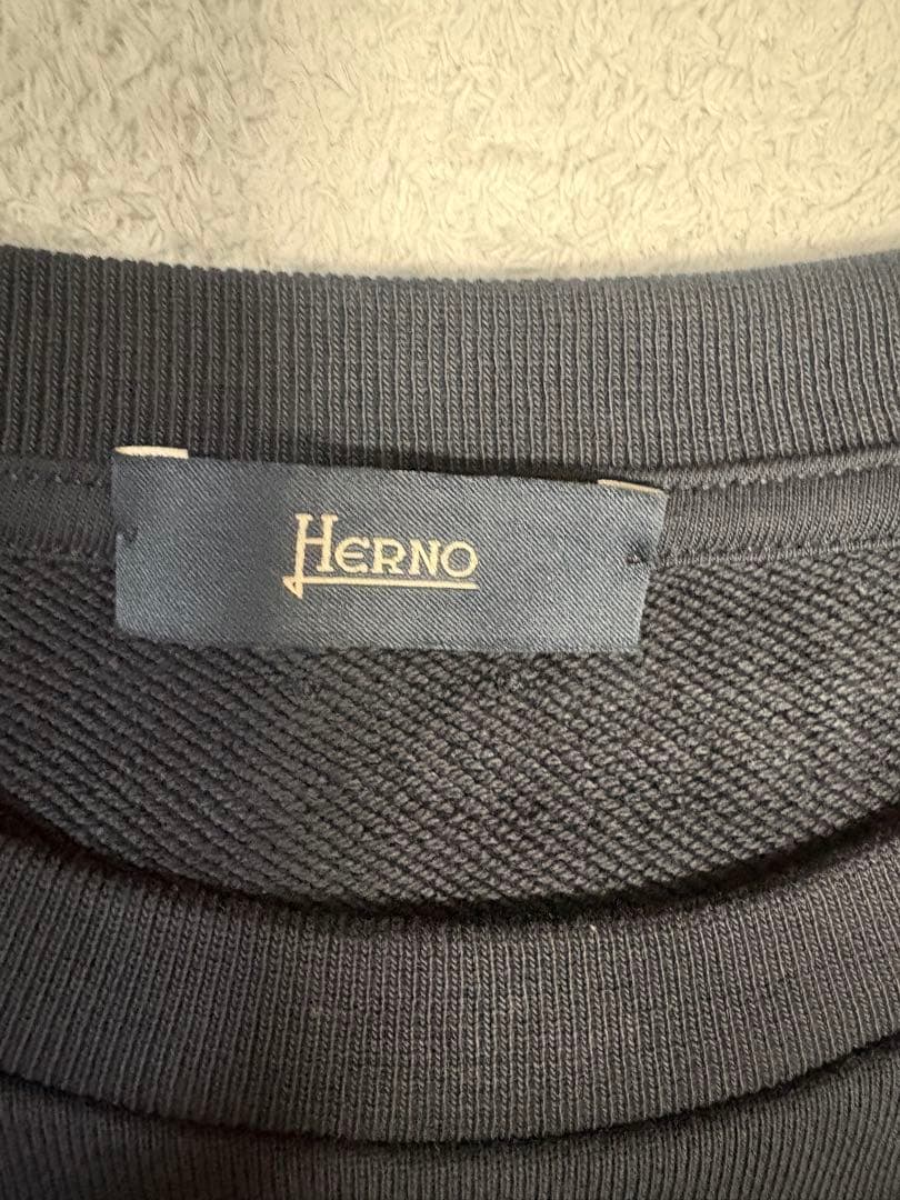 【希少】HERNO（ヘルノ）ロゴ刺繍スウェット トレーナー ネイビー 50サイズ