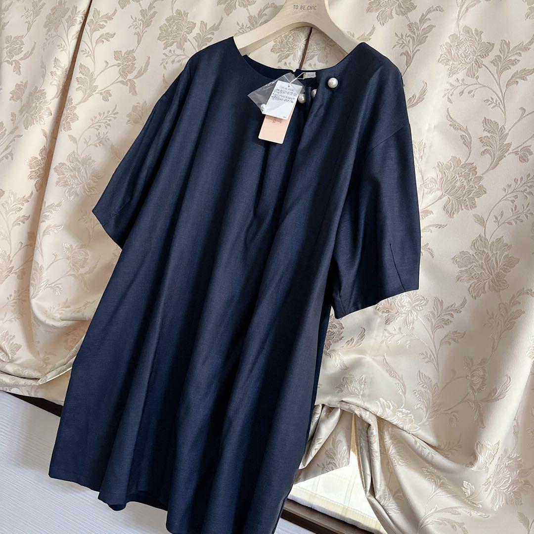 新品 大きいサイズ ローズティアラ パール タック チュニックワンピース