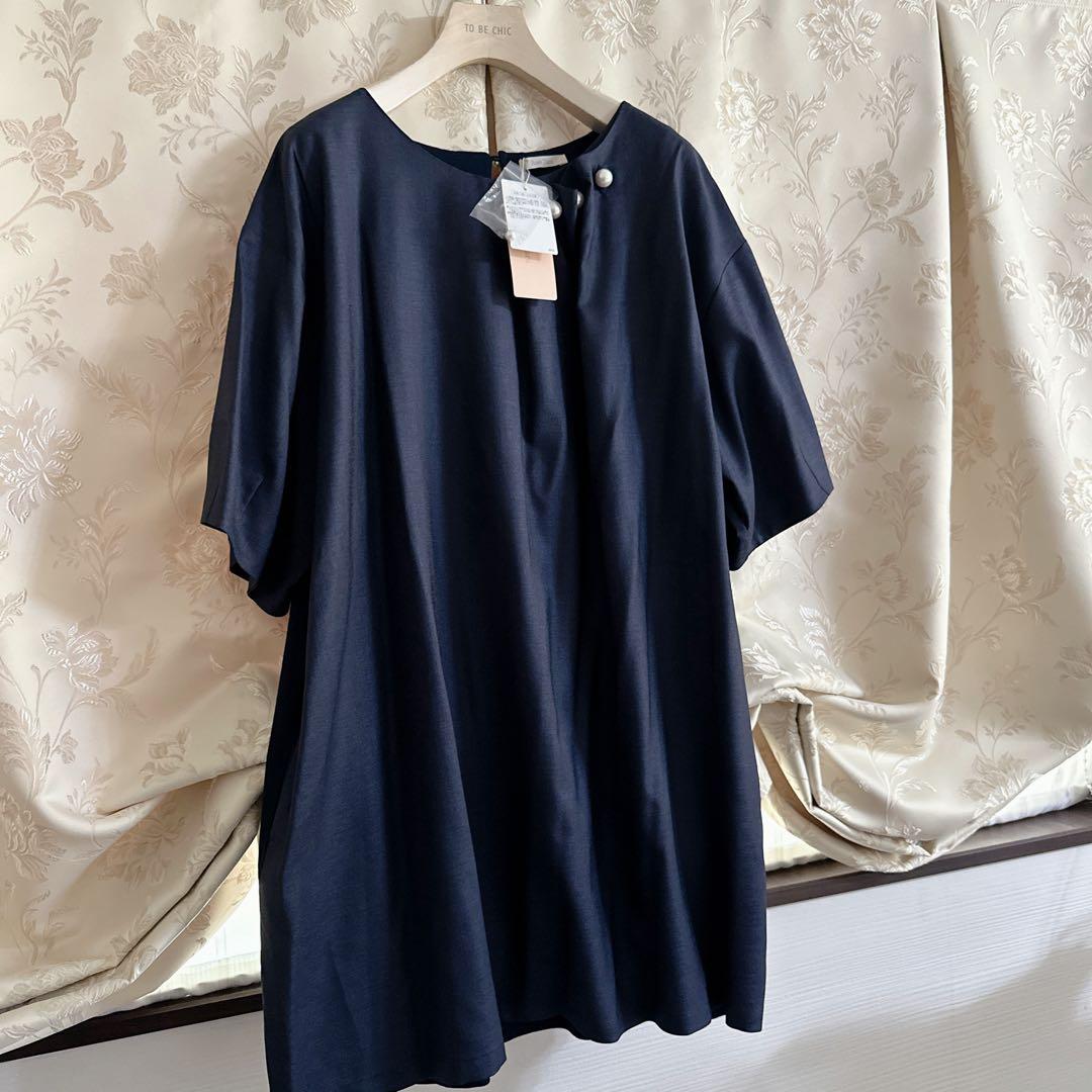 新品 大きいサイズ ローズティアラ パール タック チュニックワンピース