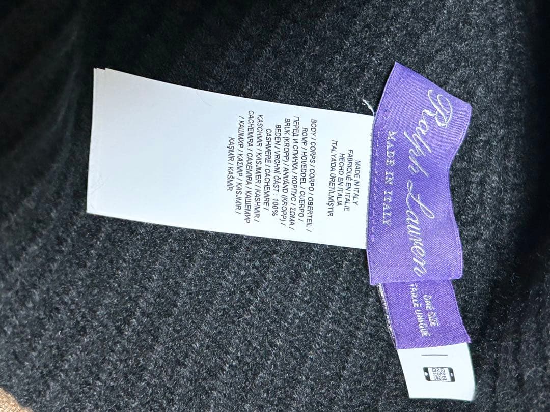 カシミヤ100% Ralph Lauren Purple Label ニット帽